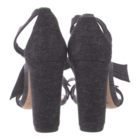 ALEXANDRE Birman Clarita Gray Wool Plaid Check Sandals Block Heels Shoes 9 39 - Picture 11 of 14